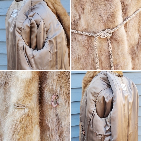 Vintage Pastel Mink Paw Mob Wife Designer Luxury Long Overcoat Coat Furs XL - Picture 6 of 9